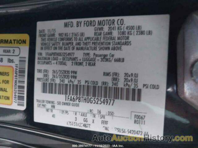 FORD MUSTANG ECOBOOST, 1FA6P8TH0G5254977