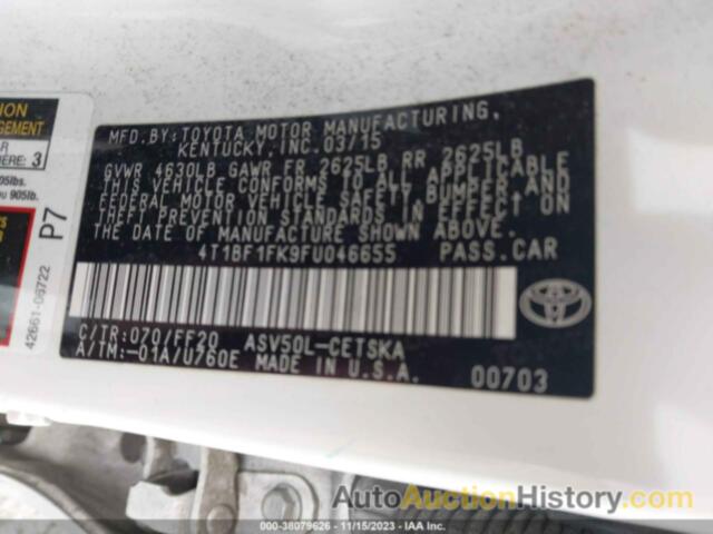 TOYOTA CAMRY SE, 4T1BF1FK9FU046655