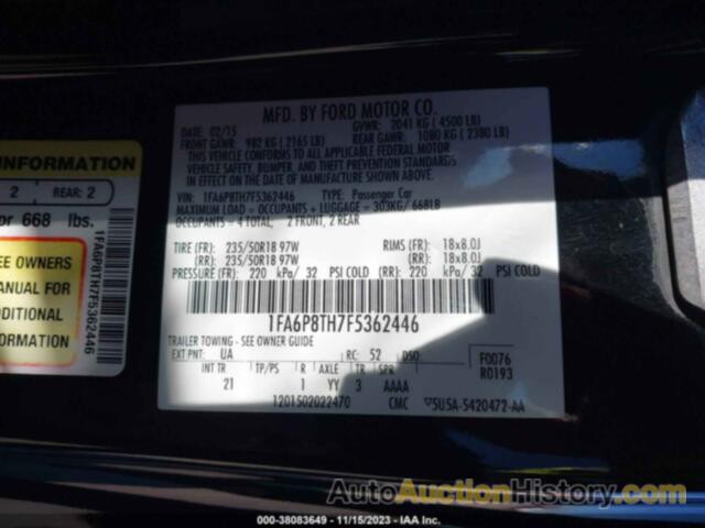 FORD MUSTANG ECOBOOST, 1FA6P8TH7F5362446