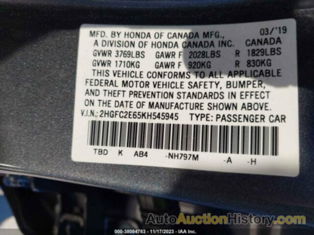 HONDA CIVIC LX, 2HGFC2E65KH545945