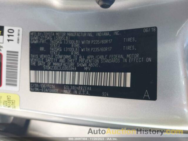 TOYOTA SIENNA LE 8 PASSENGER, 5TDKZ3DC3JS955944