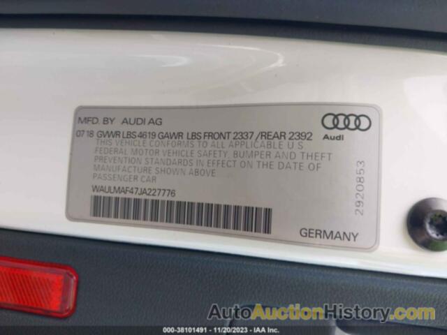 AUDI A4 2.0T TECH ULTRA PREMIUM/2.0T ULTRA PREMIUM, WAULMAF47JA227776