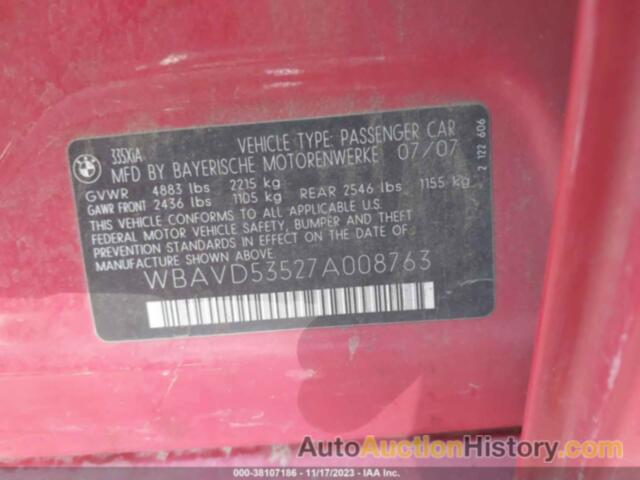 BMW 335XI, WBAVD53527A008763