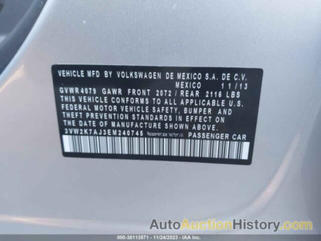 VOLKSWAGEN JETTA 2.0L S, 3VW2K7AJ3EM240745