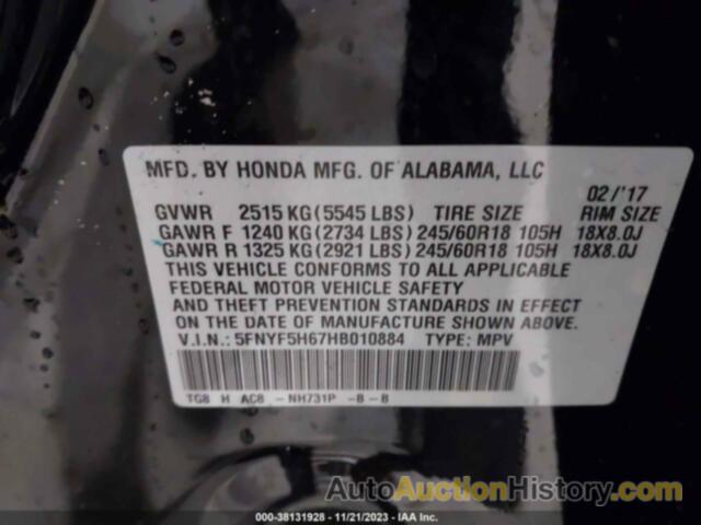 HONDA PILOT EX-L, 5FNYF5H67HB010884