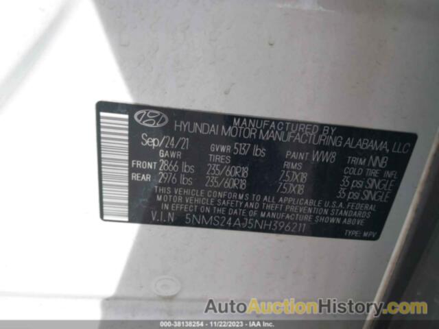 HYUNDAI SANTA FE SEL, 5NMS24AJ5NH396211