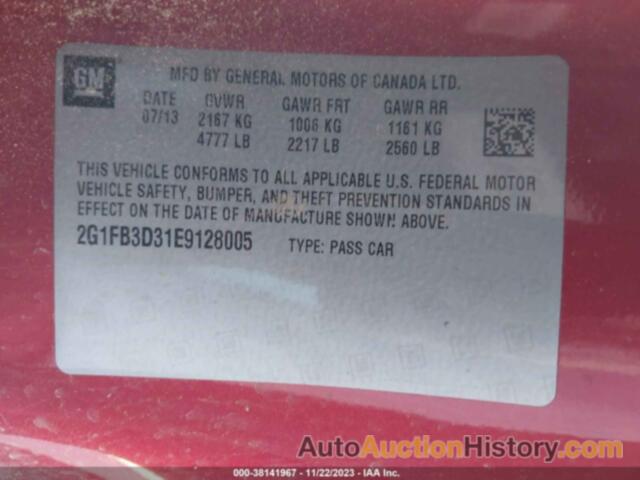 CHEVROLET CAMARO 1LT, 2G1FB3D31E9128005