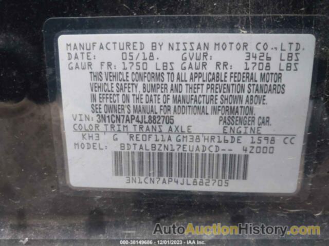 NISSAN VERSA 1.6 SV, 3N1CN7AP4JL882705