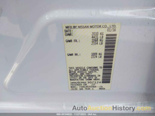 NISSAN LEAF S, 1N4AZ0CP4GC307124