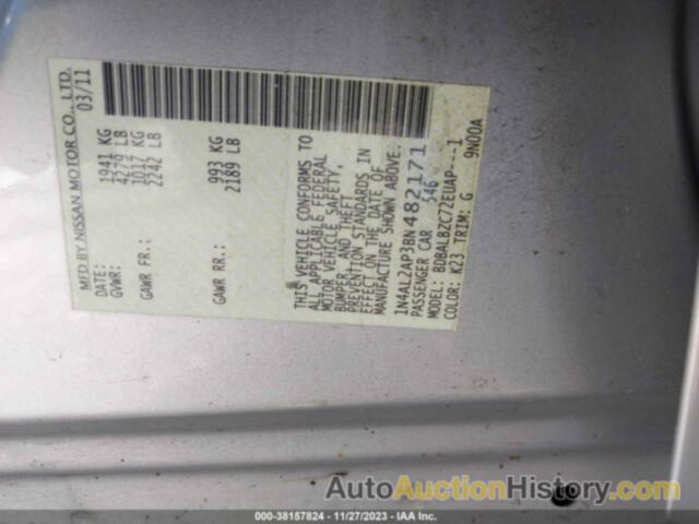 NISSAN ALTIMA 2.5 S, 1N4AL2AP3BN482171