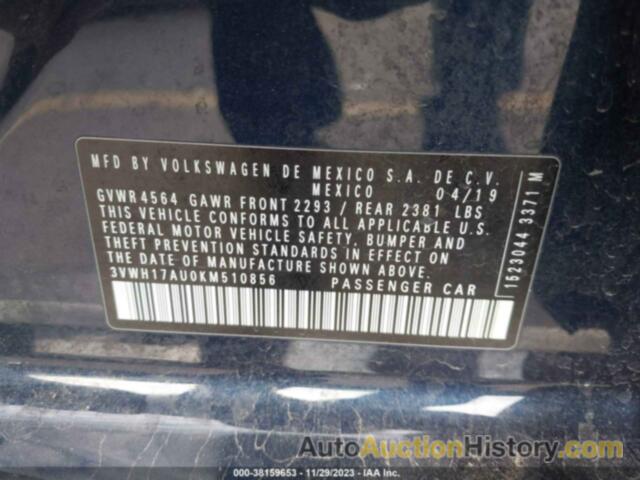 VOLKSWAGEN GOLF ALLTRACK TSI S/TSI SE/TSI SEL, 3VWH17AU0KM510856