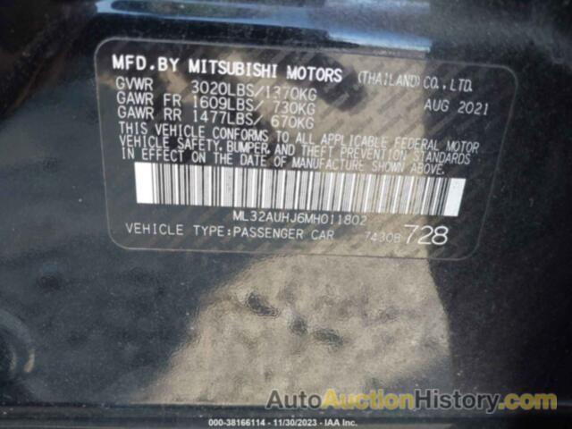 MITSUBISHI MIRAGE LE/ES/CARBONITE EDITION, ML32AUHJ6MH011802