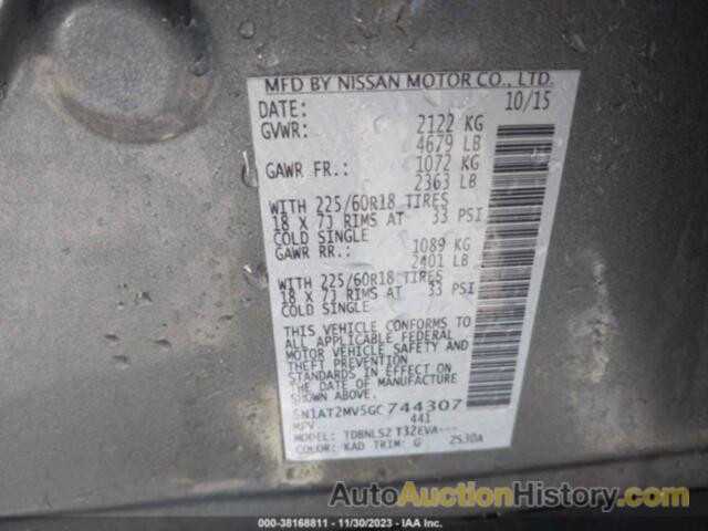 NISSAN ROGUE SL, 5N1AT2MV5GC744307