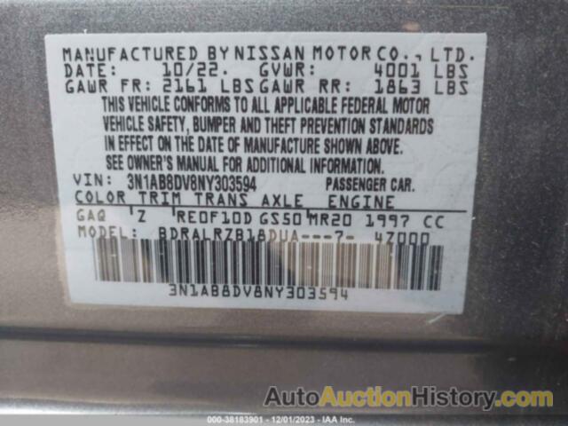 NISSAN SENTRA SR XTRONIC CVT, 3N1AB8DV8NY303594