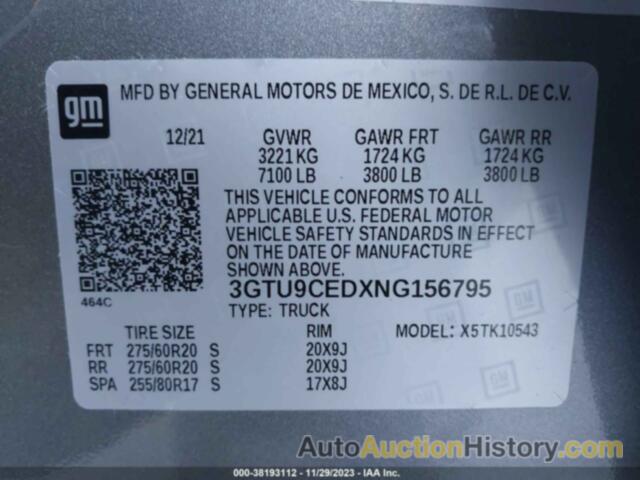 GMC SIERRA 1500 LIMITED 4WD  SHORT BOX ELEVATION, 3GTU9CEDXNG156795