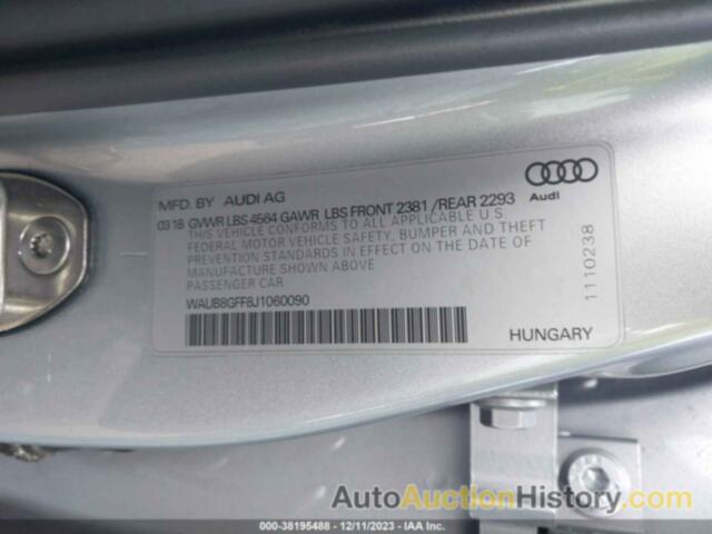 AUDI A3 2.0T PREMIUM/2.0T TECH PREMIUM, WAUB8GFF8J1060090