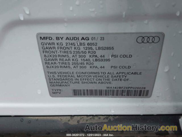 AUDI Q4 SPORTBACK E-TRON PRESTIGE 50 QUATTRO, WA142BFZ6PP026028