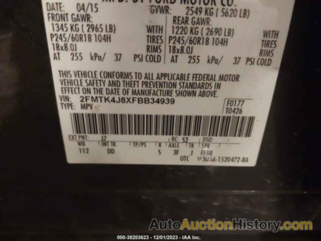 FORD EDGE SEL, 2FMTK4J8XFBB34939