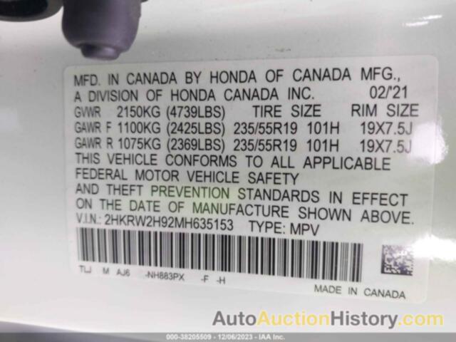 HONDA CR-V AWD TOURING, 2HKRW2H92MH635153