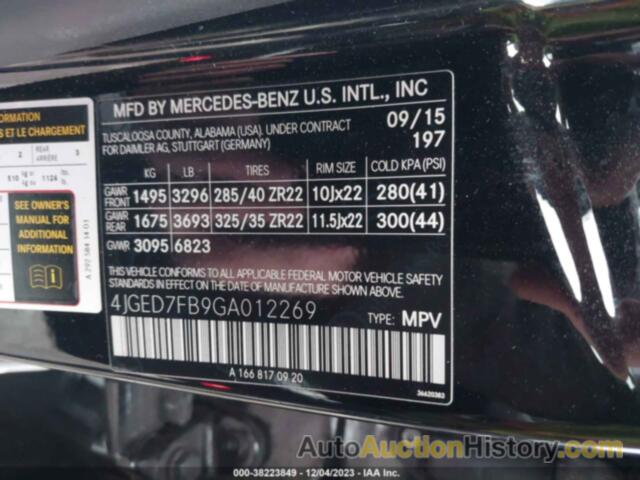 MERCEDES-BENZ AMG GLE 63 COUPE S, 4JGED7FB9GA012269