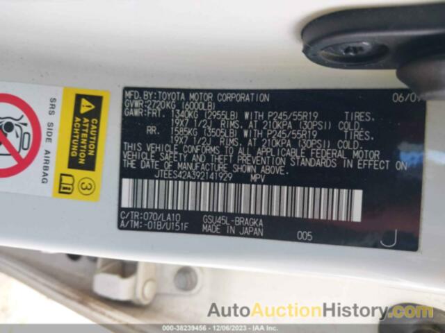 TOYOTA HIGHLANDER LIMITED, JTEES42A392141929