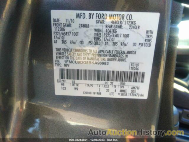 FORD ESCAPE XLT, 1FMCU9DG5BKA96983