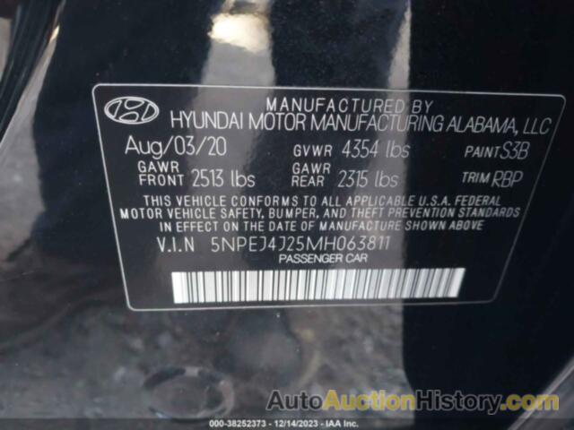 HYUNDAI SONATA SEL PLUS, 5NPEJ4J25MH063811