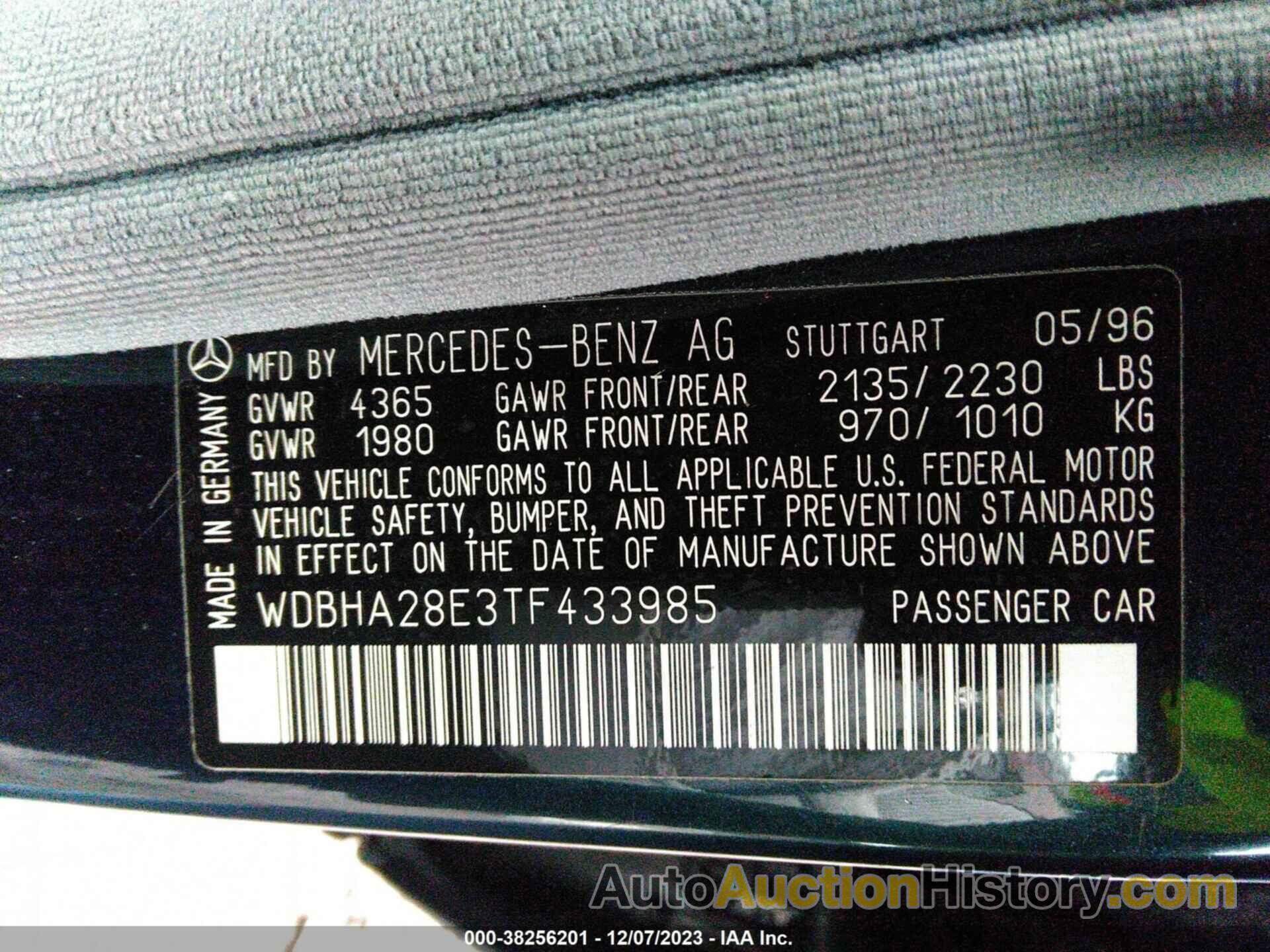 MERCEDES-BENZ C 280, WDBHA28E3TF433985