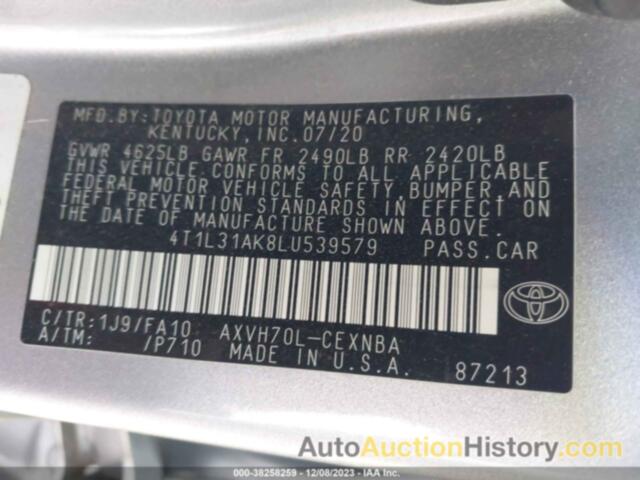 TOYOTA CAMRY LE HYBRID, 4T1L31AK8LU539579