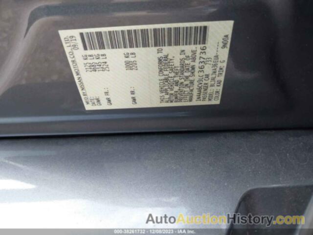 NISSAN MAXIMA SV XTRONIC CVT, 1N4AA6CV3LC363736