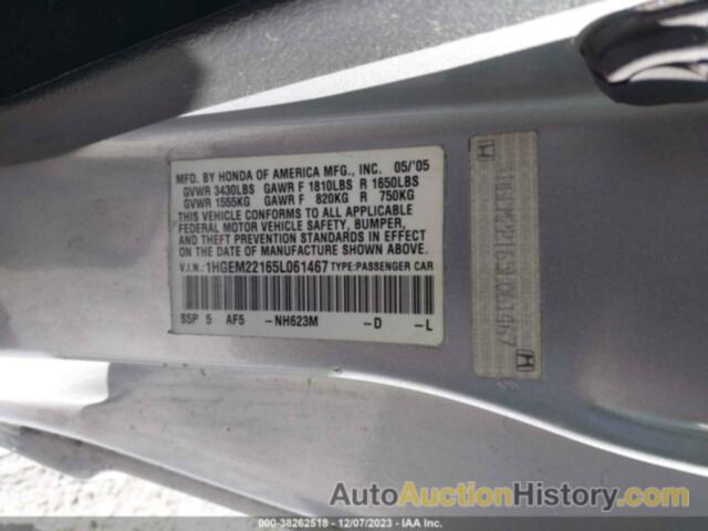 HONDA CIVIC CPE VP, 1HGEM22165L061467