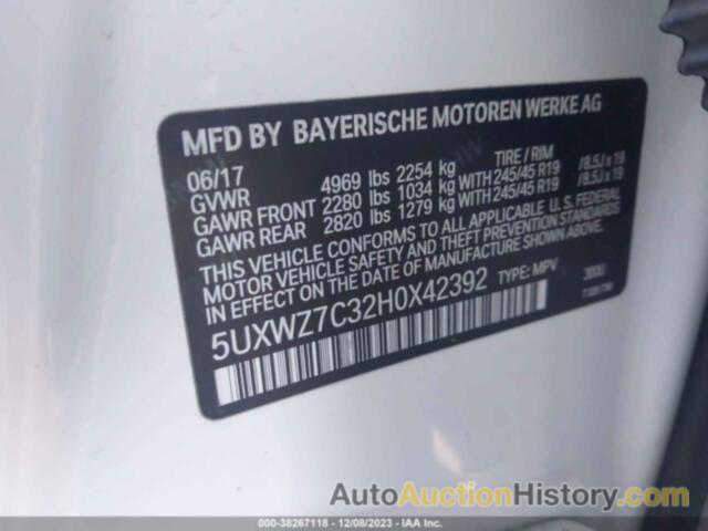 BMW X3 SDRIVE28I, 5UXWZ7C32H0X42392