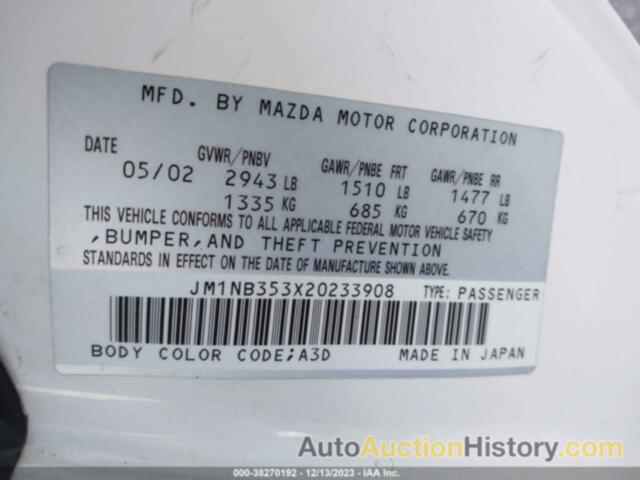 MAZDA MX-5 MIATA CLOTH/LS/SE, JM1NB353X20233908