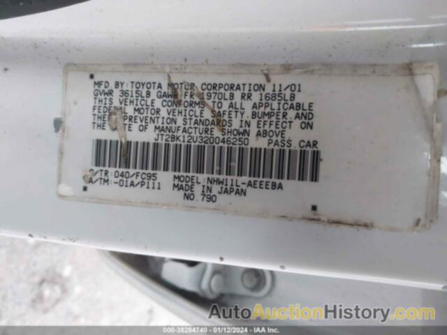 TOYOTA PRIUS BASE (ECVT), JT2BK12U320046250