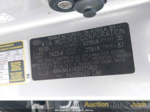 KIA OPTIMA LX, KNAGM4A74D5375952