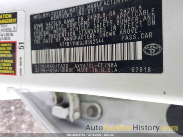 TOYOTA CAMRY LE, 4T1B11HK0JU582544