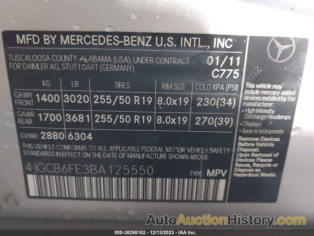 MERCEDES-BENZ R 350 4MATIC, 4JGCB6FE3BA125550