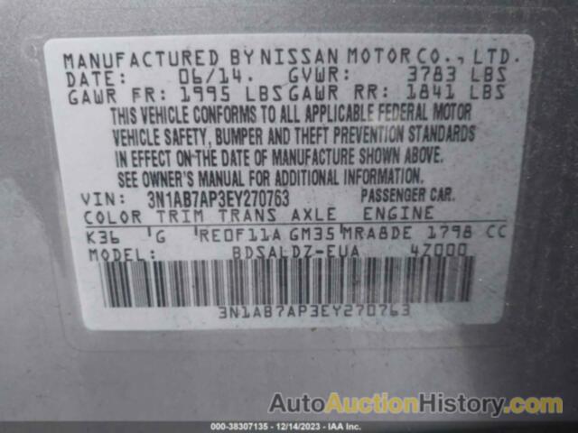 NISSAN SENTRA SV, 3N1AB7AP3EY270763