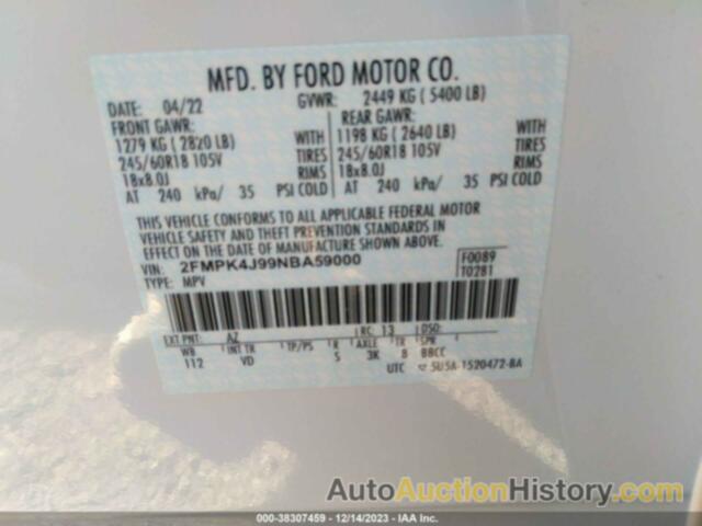 FORD EDGE SEL, 2FMPK4J99NBA59000