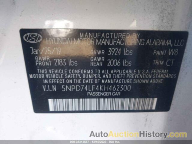 HYUNDAI ELANTRA SE, 5NPD74LF4KH462300