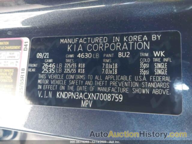 KIA SPORTAGE EX, KNDPN3ACXN7008759