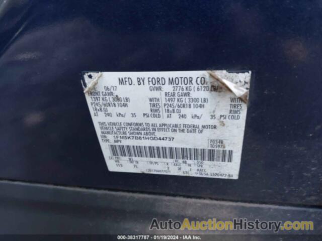 FORD EXPLORER, 1FM5K7B81HGD44737