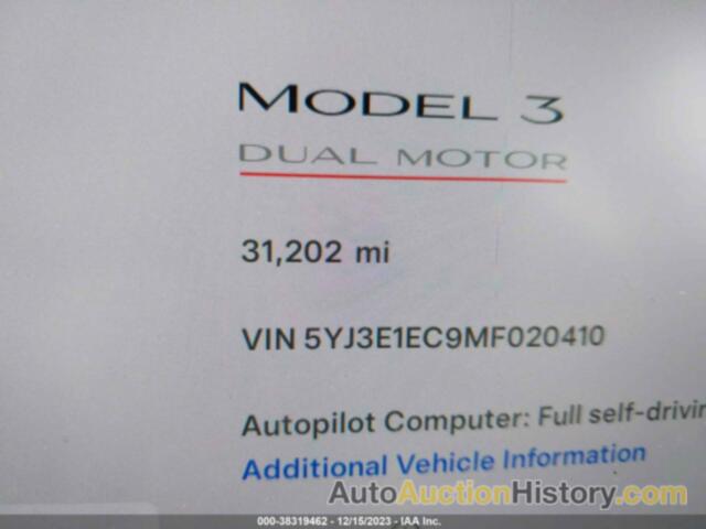 TESLA MODEL 3 PERFORMANCE DUAL MOTOR ALL-WHEEL DRIVE, 5YJ3E1EC9MF020410