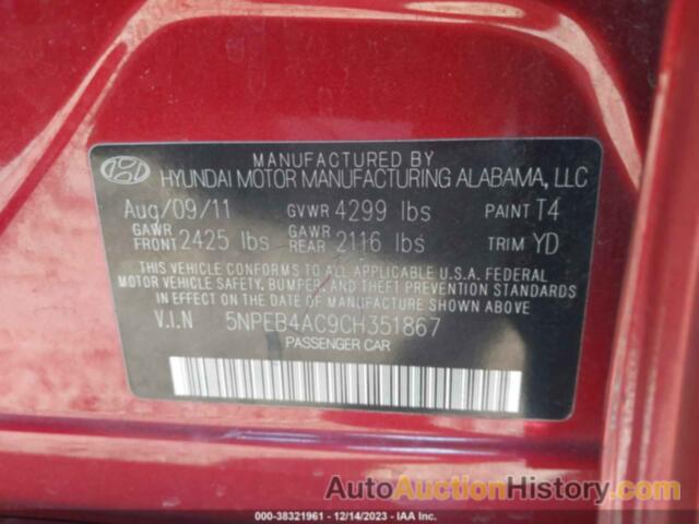 HYUNDAI SONATA GLS, 5NPEB4AC9CH351867