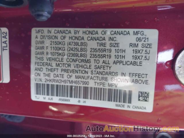 HONDA CR-V AWD TOURING, 2HKRW2H97MH657990