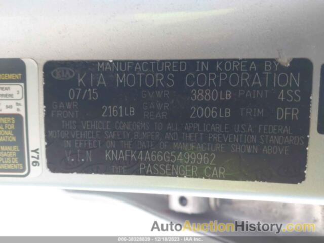 KIA FORTE LX, KNAFK4A66G5499962