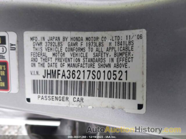 HONDA CIVIC HYBRID, JHMFA36217S010521