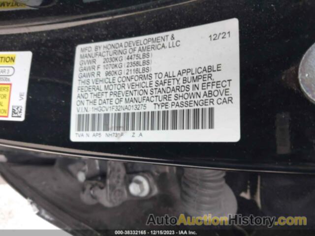 HONDA ACCORD SPORT, 1HGCV1F32NA013275