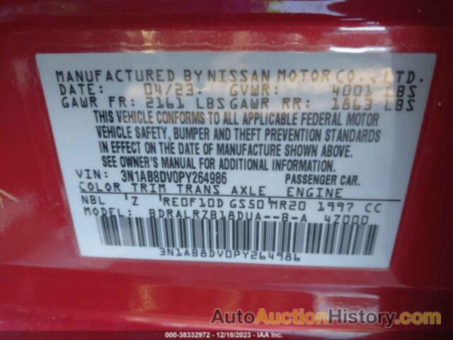 NISSAN SENTRA SR XTRONIC CVT, 3N1AB8DV0PY264986