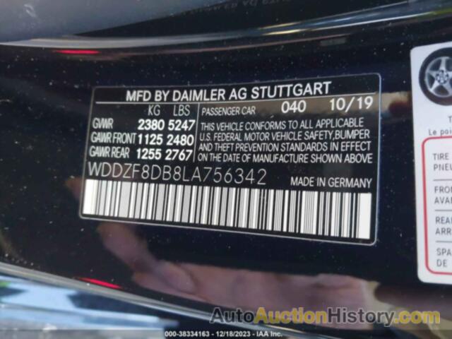 MERCEDES-BENZ E 350, WDDZF8DB8LA756342